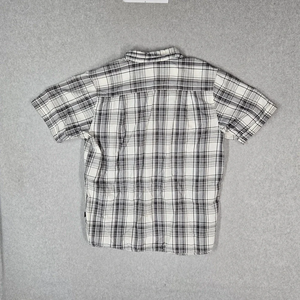 The North Face Men Button Up Shirt M White Plaid Western Short Sleeve READ